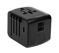 Kingsley & Harper Multi-National Power Adapter with USB-C & Dual USB Ports - Black Kingsley & Harper Black