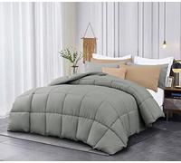 Kingsley Trend Down Alternative Comforter - Ultra Soft Quilted King Size Duvet Insert, All Season Box Stitch With Corner Tabs, Gray, 104x92