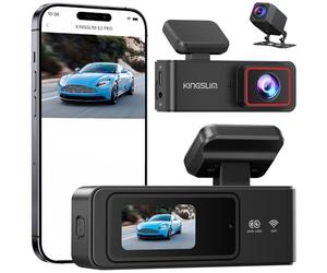 Kingslim 2K Dash Cam Front and Rear with 64GB SD Card, Wireless WiFi Dash Camera for Cars, 1.5'' Screen Mini Dashcam Front and Back, Support G-Sensor/Time Lapse 2 Kinds Parking Monitor