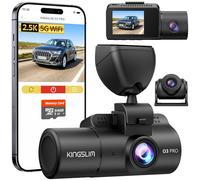 Tapo Kingslim 3 Channel Dash Cam Front and Rear Inside, 5G WiFi Dashcam 2.5K+1080P+1080P with 64GB SD Card, Dash Camera for Cars Auto IR Night Vision, Loop Recording (O3PRO)
