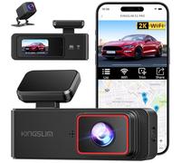KINGSLIM Dash Cam Front and Rear 2K+1080P, Mini WiFi Dash Camera for Cars Dual Dashcam Parking Monitor, Loop Recording, Car Camera Support Max 256GB (E2PRO)