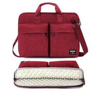 KINGSLONG 15.6 inch Laptop Shoulder Bag Sleeve, Slim Shockproof Computer Notebook Ultrabooks Carrying Case Handbag Cover Fit for Acer Asus Dell Lenovo HP, Red