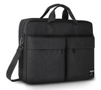 KINGSLONG 17-17.3 Inch Laptop Bag: Waterproof Business Computer Briefcase for Men & Women Double Layer Shoulder Messenger Bag with Detachable Strap Large Capacity Work Office Travel Carry Case-Black