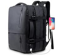 KINGSLONG Travel Laptop Backpack, 35L Flight Approved Carry-on Luggage Hand Rucksacks Expandable Weekender Bag Fits 17.3Inch Laptop, Spill-resistant Business Rucksack Men Women with USB Charging Port