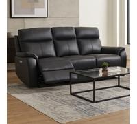 Kingsmere 3 Seater Power Recliner Sofa in Real Leather Aspire Black 3 Seater