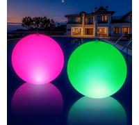 KingSom Solar Floating Pool Lights, Inflatable Ball Large Floating Pool Light, IP68 Waterproof Floating Pond Lights,Hanging Ball Colour Changing Night Lights-2 PCS
