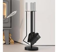 Kingson 4 Pieces Fireside Companion Set with Brush, Poker and Shovel, Indoor Log Burner Accessories, Diameter 15*H55.5CM