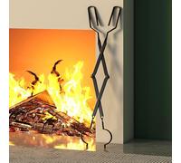 Kingson Arc Design Fireplace Tongs -66cm Firewood Log Grabber for Indoor Fireplace, Outdoor Fire Pit, and Campfire -Sanded Black