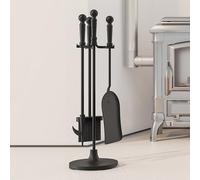 Kingson Cast Iron 4-Piece Fireplace Tools Set Includes Brush, Shovel, Poker, Stand Dia16.5x53cm Fireside Companion Set
