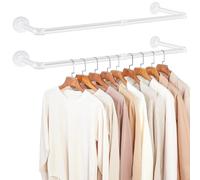 KINGSOW 2PCS White Clothes Rails: Scandinavian Industrial Pipe Wall Mounted 92cm for Laundry Room Entryway Minimalist Home