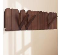 KINGSOW Flip Down Coat Rack: 8-Hooks Magnetic Wooden Modern Wall Mounted for Hanging Hats Jackets - Space Saving for Hallway Bedroom Garden