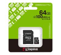 Kingston Canvas Select Plus microSD Memory Card 64GB microSDXC Gen3 100MB/s A1 Card + Adapter - SDCS3/64GB