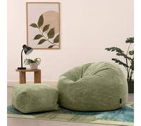 Kingston Bean Bag And Footstool Jumbo Cord Bundle ICON Green One Size