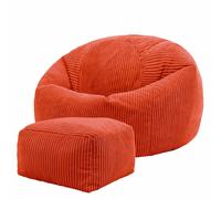 Kingston Bean Bag And Footstool Jumbo Cord Bundle ICON Terracotta Medium