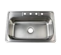 Kingston Brass Gourmetier GKTS332290 Studio Self Rimming Single Bowl Sink, 33-Inch L x 22-Inch W x 9-Inch H, Brushed Stainless Steel