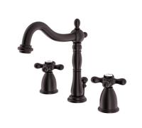 Kingston Brass KB1975AX Heritage Widespread Lavatory Faucet with Metal Cross Handle, Oil Rubbed Bronze