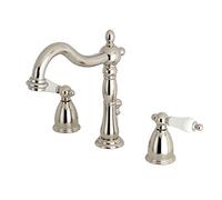 Kingston Brass KB1976PL Heritage Widespread Bathroom Faucet, Polished Nickel, 14 x 6.5 x 8.06