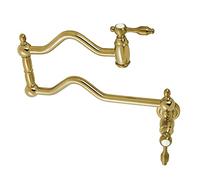 Kingston Brass KS2107TAL Tudor Wall Mount Pot Filler, Brushed Brass