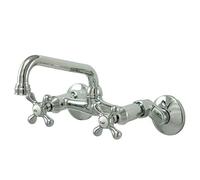 Kingston Brass KS213C Kingston Adjustable Center Wall Mount Kitchen Faucet, 7", Polished Chrome
