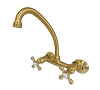 Kingston Brass KS214SB Kingston 6-Inch Adjustable Center Wall Mount Kitchen Faucet, Brushed Brass, 6-5/8" in Spout Reach