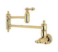 Kingston Brass KS3102AL Restoration Wall Mount Pot Filler Kitchen Faucet, Polished Brass, 8-1/8-Inch Spout Height