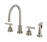 Kingston Brass KS8728CMLBS Manhattan 8-Inch Widespread Kitchen Faucet with Brass Sprayer, Brushed Nickel