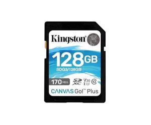Kingston Canvas Go! Plus SD card 128GB SDXC 170R C10 UHS-I U3 V30