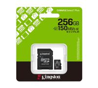 Kingston Canvas Select Plus microSD Memory Card 256GB microSDXC Gen3 150MB/s A1 Card + Adapter - SDCS3/256GB
