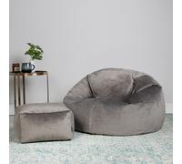 Kingston Classic Velvet Bean Bag Chair & Pouffe Pink Bean Bag Chair ICON Charcoal One Size