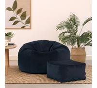Kingston Classic Velvet Bean Bag Chair & Pouffe Pink Bean Bag Chair ICON Dark Blue One Size