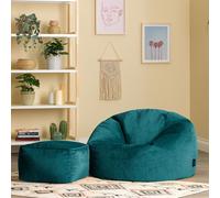 Velvet Bean Bag Chair and Footstool,85cm x 50cm, Large Velvet Living Room