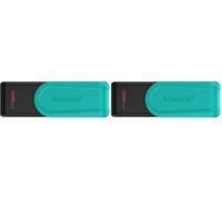 Kingston DataTraveler Exodia S USB Flash Drive - 128GB - USB 3.2 Gen 1 - USB Type A - Black/Turquoise - DTXS/128GB (Pack of 2)