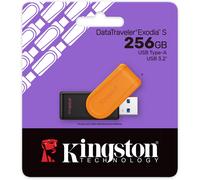Kingston DataTraveler Exodia S USB Flash Drive - 256GB - USB 3.2 Gen 1 - USB Type A - Black/Orange -