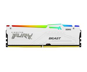 Kingston FURY Beast White RGB 16GB 6000MT/s DDR5 CL36 DIMM Desktop Gaming Memory Single Module AMD EXPO/ Intel XMP - KF560C36BWE2A-16