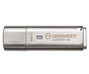 Kingston IronKey Locker+ 50 USB Flash Drive XTS-AES Encrypted for Data Protection with Automatic USBtoCloud Back Up-IKLP50/64GB