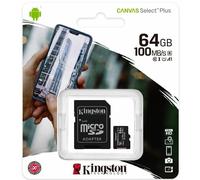 Kingston Micro SD SDHC SDXC 64GB Class 10 Memory Card with Adapter (SDCS2/64GB)