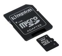 Kingston microSDHC SDC4/8GB Class 4 Flash Card + SD Adapter, Black