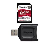 Kingston MLPR2/64GB SD Card + Card Reader (64 GB SDXC React Plus SDR2 + MLP SD Reader)