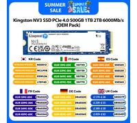 Kingston NV3 SSD PCIe 4.0 Gen 4x4 500GB 1TB 2TB Up to 6000Mb/s M.2 2280 NVMe Solid State Drive for PC Original Hard Disk