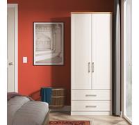 Kingston Ready Assembled 2 Door 2 Drawer Wardrobe in Kashmir Ash & Modern Oak - Welcome Furniture | TJ Hughes
