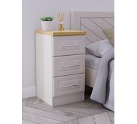 Kingston Ready Assembled 3 Drawer Bedside Cabinet in Kashmir Ash & Modern Oak - Welcome Furniture | TJ Hughes