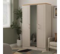 Kingston Ready Assembled Triple Mirror Wardrobe in Kashmir Ash & Modern Oak - Welcome Furniture | TJ Hughes