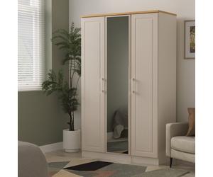 Kingston Ready Assembled Triple Mirror Wardrobe in Kashmir Ash & Modern Oak - Welcome Furniture | TJ Hughes