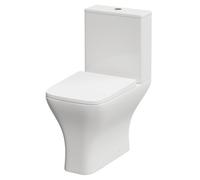 Kingston Rimless Open Back Close Coupled Toilet with Soft Close Toilet Seat | White | ABS Polished Chrome | 375mm x 790mm x 612mm