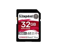 Kingston Technology 32GB Canvas React Plus SDHC UHS-II 300R/260W U3 V90 for Full HD/4K/8K