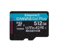 Kingston Canvas Go Plus microSDXC Memory Card Gen4 200MB/s A2 U3 V30 512GB Single Pack w/o ADP Card only-SDCG4/512GBSP