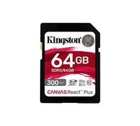Kingston Technology 64GB Canvas React Plus SDXC UHS-II 300R/260W U3 V90 for Full HD/4K/8K