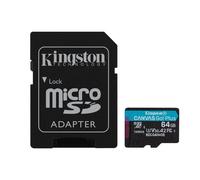Kingston Canvas Go Plus microSDXC Memory Card Gen4 200MB/s A2 U3 V30 64GB Card + Adapter-SDCG4/64GB
