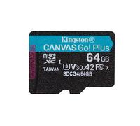 Kingston Technology 64GB microSDXC Canvas Go Plus Gen4 200R A2 U3 Single Pack W/