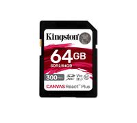 Kingston Technology 64GB Canvas React Plus SDXC UHS-II 300R/260W U3 V90 for Full HD/4K/8K